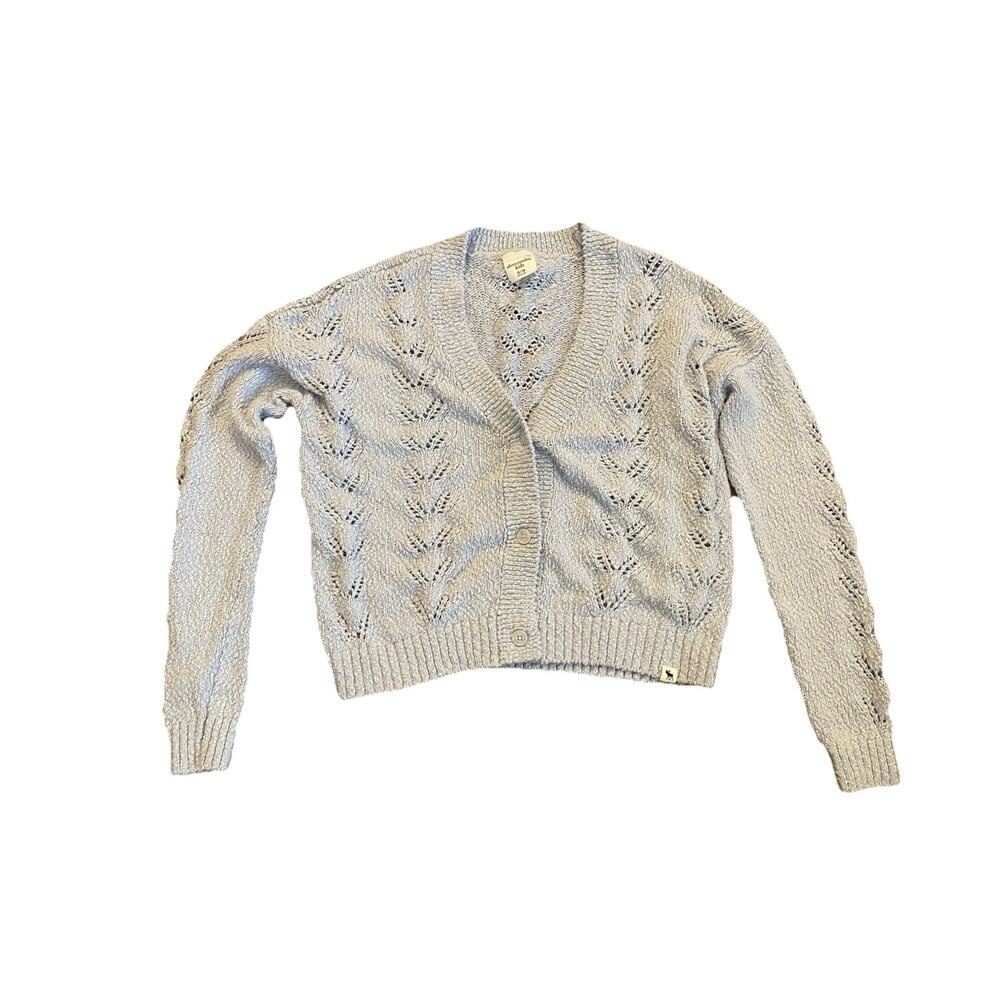 Abercrombie Cropped Cable Cardigan Sweater kids girls 13/14 women’s xs blue